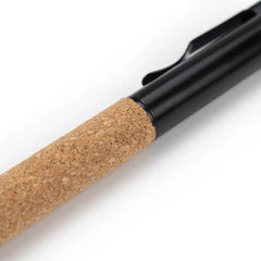 Custom Printed Eco - Friendly Metal Pens Black With Cork Barrel And Black Ink - Stainless Steel | Logo Branding Corporate Gift | UAE Delivery | Yalla Printing UAE