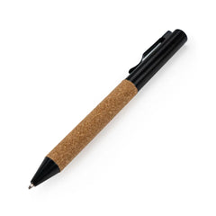 Custom Printed Eco - Friendly Metal Pens Black With Cork Barrel And Black Ink - Stainless Steel | Logo Branding Corporate Gift | UAE Delivery | Yalla Printing UAE