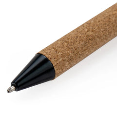 Custom Printed Eco - Friendly Metal Pens Black With Cork Barrel And Black Ink - Stainless Steel | Logo Branding Corporate Gift | UAE Delivery | Yalla Printing UAE