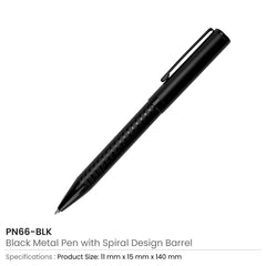 Black Metal Pens with Spiral Design Barrel | Custom Packaging Printing | Free Design Support | Yalla Printing UAE
