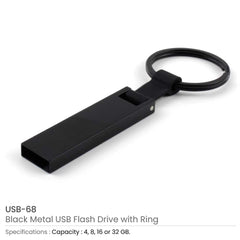 Custom Printed Black Metal USB With Key Holder - Stainless Steel | Exhibitions, Conferences, Corporate Events | Yalla Printing UAE