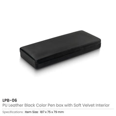 Black Pen Box in PU Leather with Soft Velvet Interior