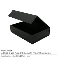 Custom Printed Black Plain Gift Box A3 Size With Magnetic Closure | Custom Packaging Printing | Free Design Support | Yalla Printing UAE