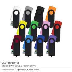 Custom Printed Black Swivel USB Flash Drives | Exhibitions, Conferences, Corporate Events | Yalla Printing UAE