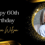 Black Gold Customizable Happy Birthday Banner on PVC Flex - Personalized with Your Photo, Name, & Age - Yalla Printing