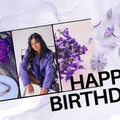 Black White Purple Modern Collage Birthday Banner - Stylish & Sophisticated Party Decor - Yalla Printing