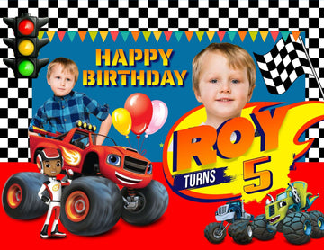 Blaze Cars Theme Boys Birthday Banner - Personalized Party Decor