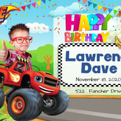 Blaze and the Monster Machines Birthday Banner" - Race into Adventure! - Yalla Printing