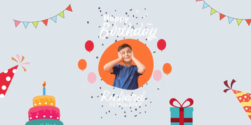 Blue Modern Happy Birthday Banner - Stylish and Vibrant Party Decor