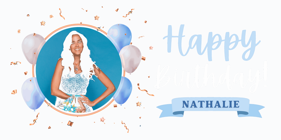 Blue Simple Happy Birthday Party Banner - Classic Celebration Decor - Yalla Printing