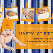 Blue & Orange Baby Boy 1st Birthday Banner - Bright and Joyful Celebration Decor - Yalla Printing
