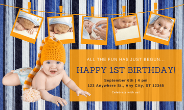 Blue & Orange Baby Boy 1st Birthday Banner - Bright and Joyful Celebration Decor
