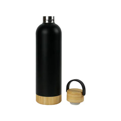 Custom Printed Double Wall Ss Bottles With Bamboo Base & Lid 750 Ml - Bamboo | Logo Branding Corporate Gift | UAE Delivery | Yalla Printing UAE