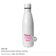 Custom Printed Stainless Steel Bottles With Breast Cancer Awareness Logo - Stainless Steel | Logo Branding Corporate Gift | UAE Delivery | Yalla Printing UAE
