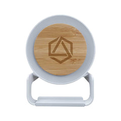Custom Printed Bt Speakers With Wireless Charging And Lamp - Bamboo | Logo Branding Corporate Gift | UAE Delivery | Yalla Printing UAE