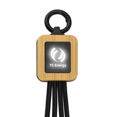 Custom Printed Bamboo Light Up Logo Multi - Charging Cables - Bamboo | Exhibitions, Conferences, Corporate Events | Yalla Printing UAE