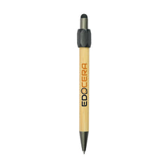 Custom Printed Bamboo And Metal Stylus Pens With Spinner (Blue Ink) - Stainless Steel | Logo Branding Corporate Gift | UAE Delivery | Yalla Printing UAE
