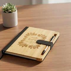 Bamboo Pens – Bamboo and rPET Notebooks with Pen , A5 , Bookmark & Magnetic Clasp | Custom Packaging Printing | Free Design Support | Yalla Printing UAE
