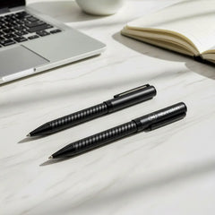 Custom Printed Black Metal Pens With Spiral Design Barrel - Stainless Steel | Logo Branding Corporate Gift | UAE Delivery | Yalla Printing UAE