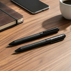 Black Metal Pens with Diamond Textured Design Barrel | Custom Packaging Printing | Free Design Support | Yalla Printing UAE
