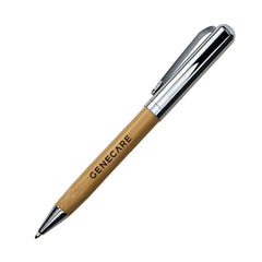 Chrome and Bamboo Metal Pen | Logo Printed Business Gift – Yalla Printing UAE