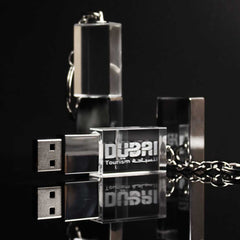 Custom Printed Crystal USB Flash Drives | Logo Branding Corporate Gift | UAE Delivery | Yalla Printing UAE