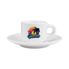 Custom Printed White Cup And Saucer 77Ml - Ceramic | Logo Branding Corporate Gift | UAE Delivery | Yalla Printing UAE
