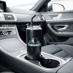 Double Wall Ss Tumblers With Transparent Lid And Metal Straw - 500ml