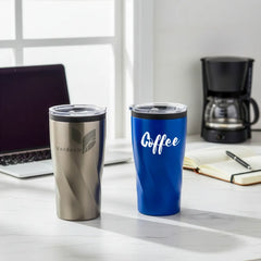 Double Wall Ss Tumblers With Pp Interior And Transparent Lid 580ml