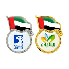 Custom Printed Flag Design Metal Badges With Magnet Attachment - Stainless Steel | Exhibitions, Conferences, Corporate Events | Yalla Printing UAE
