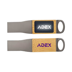 Custom Printed Light - Up Logo USB Flash Drives 32Gb - Bamboo | Custom Packaging Printing | Free Design Support | Yalla Printing UAE