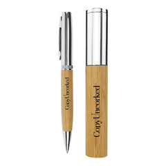 Metal and Bamboo Pen with Tube Box | Logo Printed Business Gift – Yalla Printing UAE