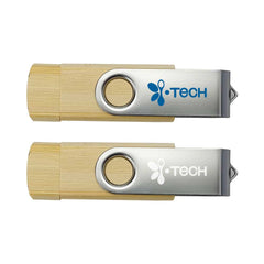 Bamboo USB Drive Swivel USB 32GB | Logo Branding Flash Drive – Yalla Printing UAE