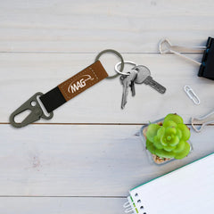 Custom Printed Laserable Pu Leather Keychains With Sling Snap Hook | Logo Branding Corporate Gift | UAE Delivery | Yalla Printing UAE