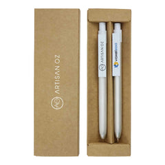 Custom Printed Recycled Aluminum Pen And Pencil Sets - Kraft Brown Paper | Exhibitions, Conferences, Corporate Events | Yalla Printing UAE