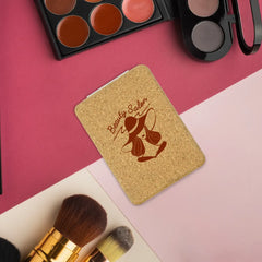 Custom Printed Rectangle Pocket Mirror, Double - Sided Foldable With Cork Finish Cover - Double Side Print | Logo Branding Corporate Gift | UAE Delivery | Yalla Printing UAE