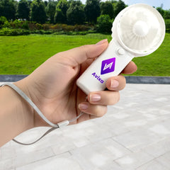 Custom Printed Portable Hand Fan With Lanyard Lace - White Color - Portable Structure | Corporate Award & Recognition Gift | UAE Delivery | Yalla Printing UAE