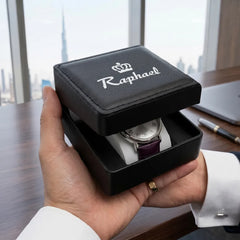 Custom Printed Premium PU Leather Single Watch Gift Box with Removable Cushions | Logo Branding Corporate Gift | UAE Delivery | Yalla Printing UAE