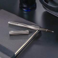 Custom Printed Rollerball Pens Swirl Design In Gunmetal Finish With Pu Leather Box | Exhibitions, Conferences, Corporate Events | Yalla Printing UAE
