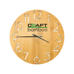 Custom Printed Round Bamboo Wall Clock, 28 CM Dia, Type Analog - Bamboo | Exhibitions, Conferences, Corporate Events | Yalla Printing UAE