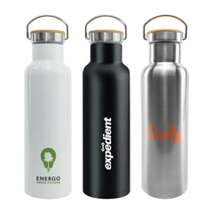 Custom Printed Stainless Steel Bamboo Flask | Logo Branding Corporate Gift | UAE Delivery | Yalla Printing UAE