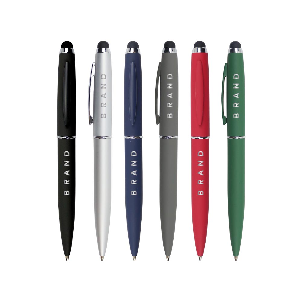 Custom Printed Stylus Metal Pens Rubberized &amp; Twist-action | Logo Branding Corporate Gift | UAE Delivery | Yalla Printing UAE