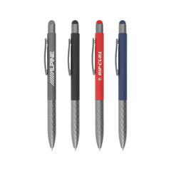 Custom Printed Stylus Metal Pens With Textured Grip - Stainless Steel | Logo Branding Corporate Gift | UAE Delivery | Yalla Printing UAE