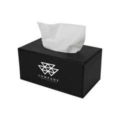 Custom Printed Tissue Box In Pu Leather Material Black Color | Custom Packaging Printing | Free Design Support | Yalla Printing UAE