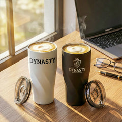 Custom Printed Dorniel Designs Tumblers With Transparent Lid, Recycled Stainless Steel - 540Ml - Stainless Steel | Logo Branding Corporate Gift | UAE Delivery | Yalla Printing UAE
