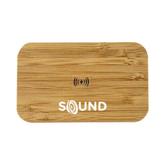 Custom Printed Wireless Charger Bt Speaker - Bamboo | Logo Branding Corporate Gift | UAE Delivery | Yalla Printing UAE