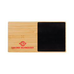 Custom Printed Eco - Friendly Wireless Charger With Mug Warmer - Bamboo | Logo Branding Corporate Gift | UAE Delivery | Yalla Printing UAE