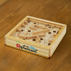 Custom Printed Wooden Maze Board Game With Silver Metal Ball - Labyrinth Balance Puzzle - Stainless Steel | Logo Branding Corporate Gift | UAE Delivery | Yalla Printing UAE