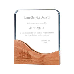 Custom Printed Square Crystal Awards With Wooden Base | Custom Packaging Printing | Free Design Support | Yalla Printing UAE