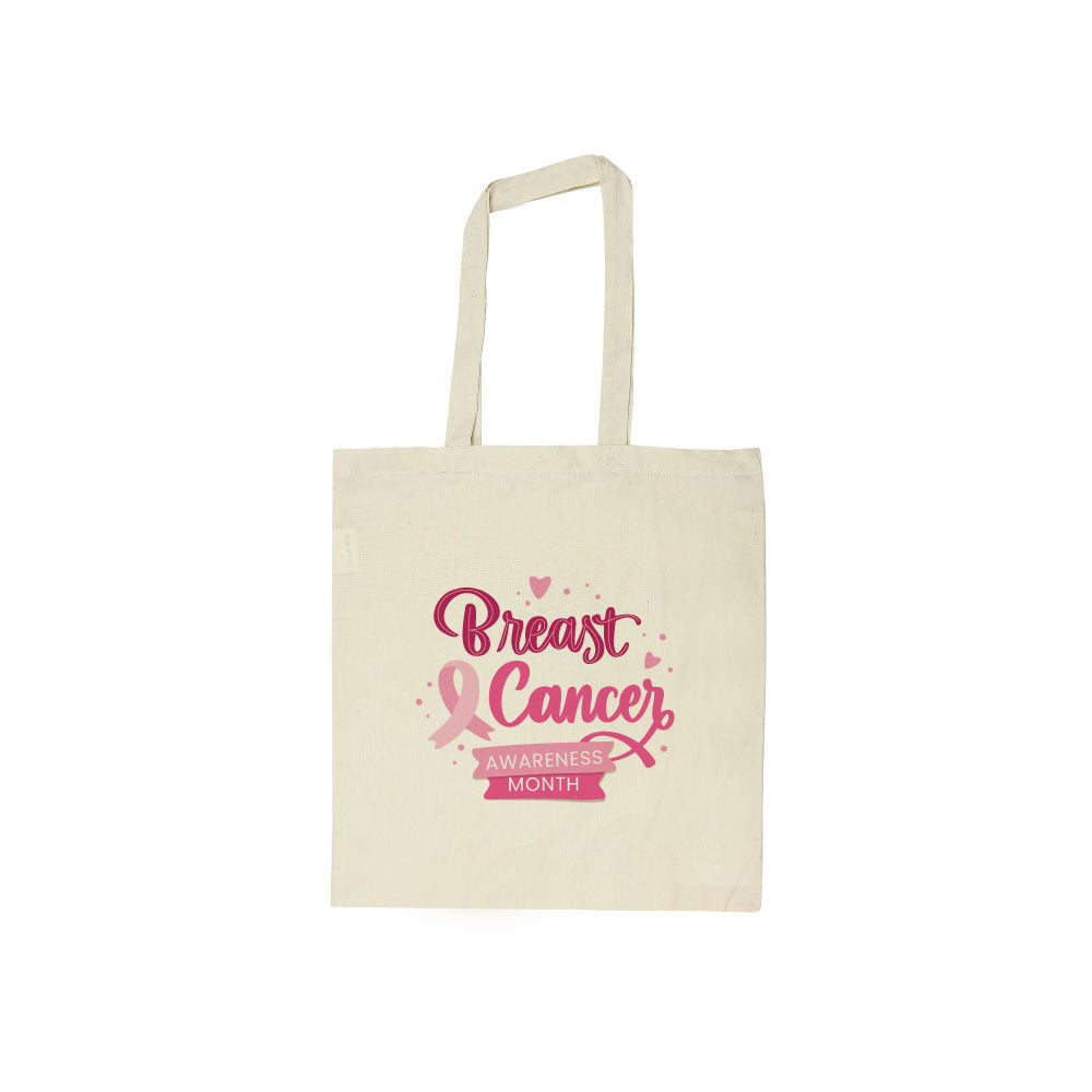 Custom Printed Cotton Bags With Breast Cancer Awareness Logo - Cotton Fabric | Custom Branded Bag | UAE Delivery | Yalla Printing UAE